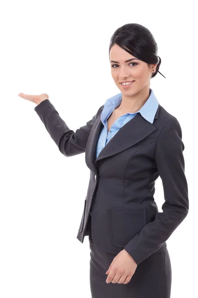 Excited business woman presenting Stock Picture