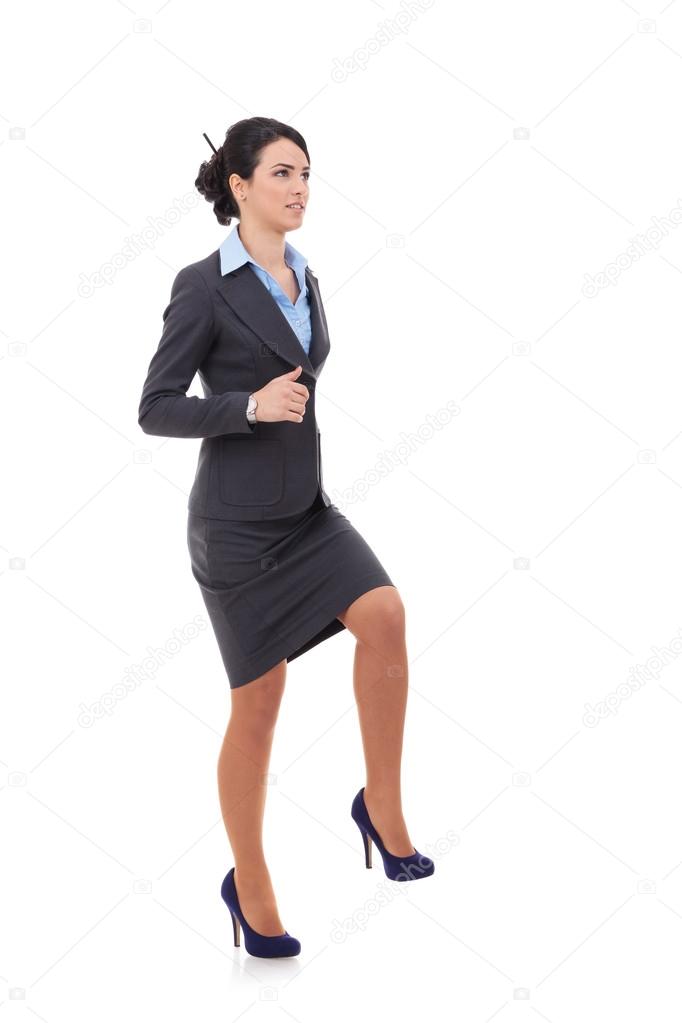 business woman stepping up