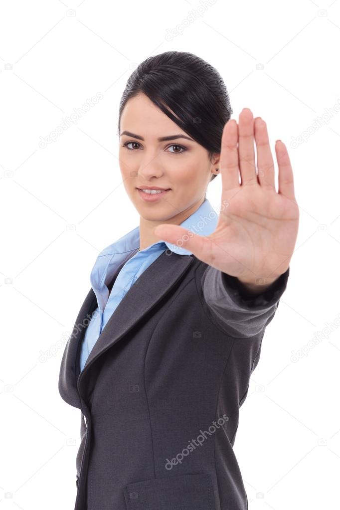 business woman making stop sign