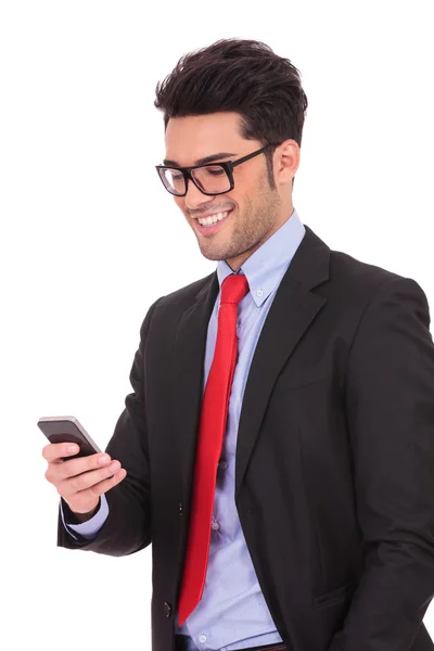 Business man texting on his phone — Stock Photo, Image