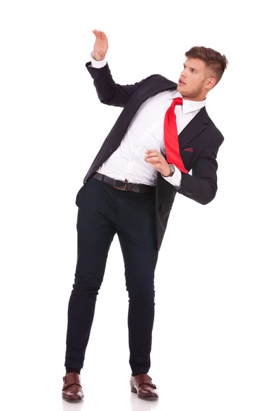 Business man in defensive pose — Stock Photo, Image