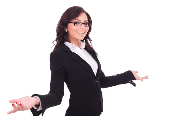 Business woman welcoming — Stock Photo, Image