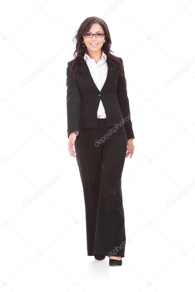 business woman walks forward