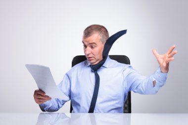 old business man blown off by documents clipart