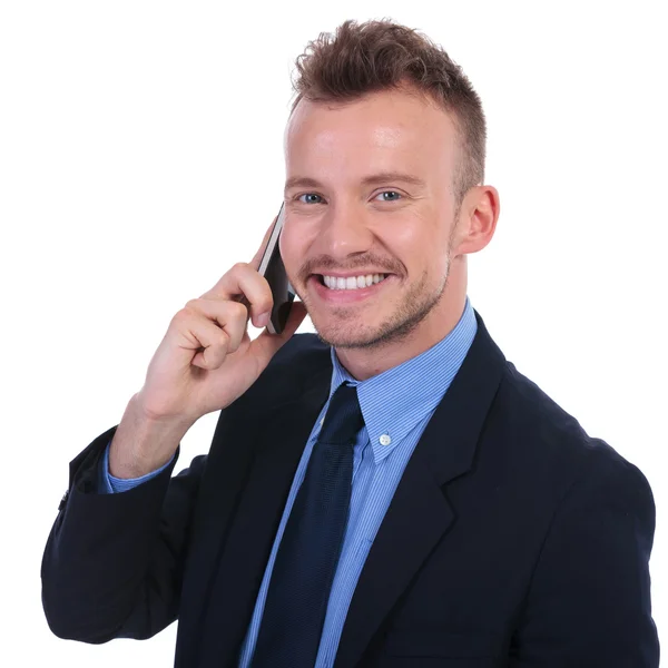 Επιχείρηση άνθρωπος μιλά στο τηλέφωνο — Φωτογραφία Αρχείου