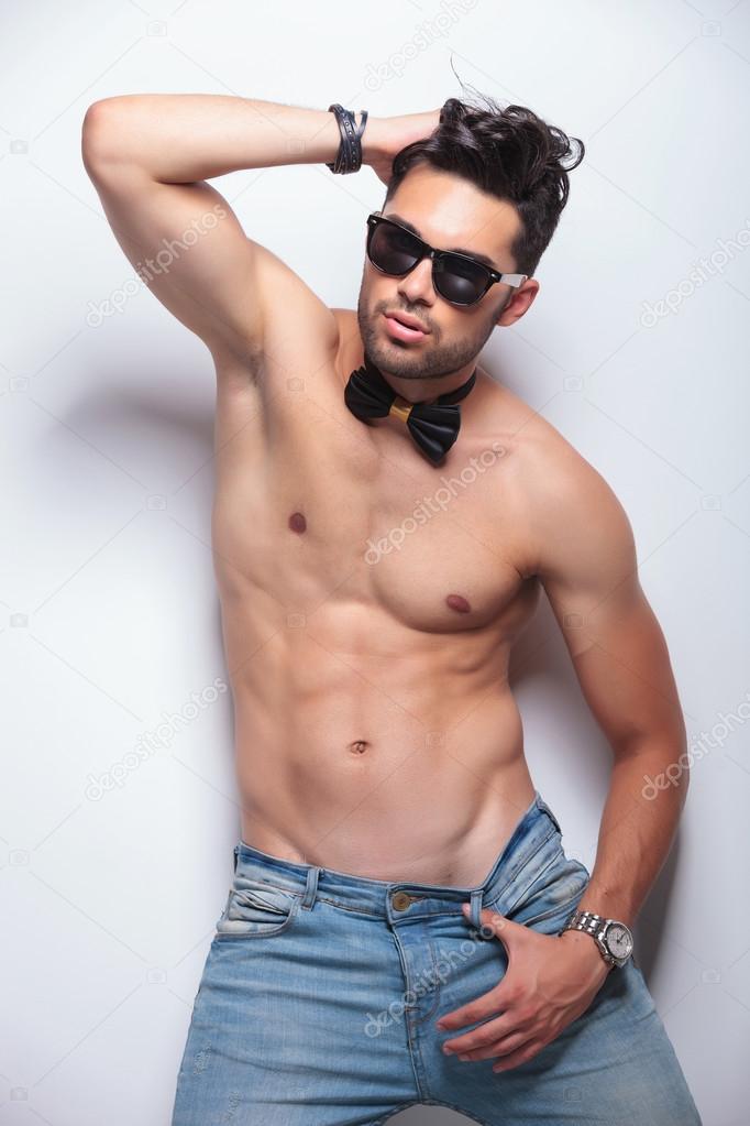 topless young man in a sexy pose