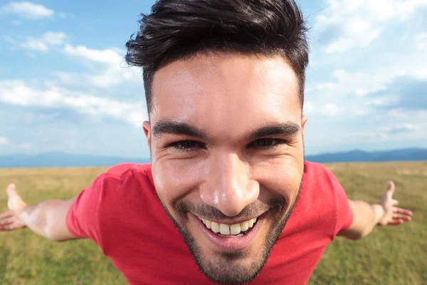 Příležitostné člověka úsměv closeup — Stock fotografie