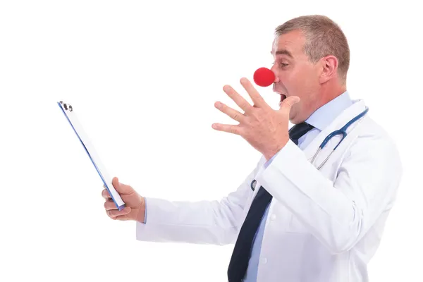 Fake doctor being amazed about the results — Stock Photo, Image