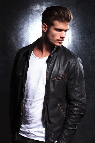 hot guy leather jacket