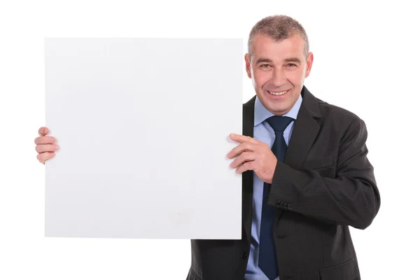 Business man with blank pannel Royalty Free Stock Images