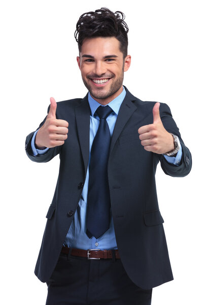 business man making the ok thumbs up gesture