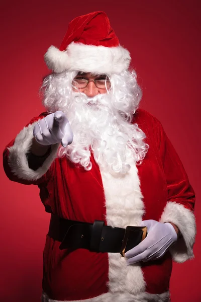 Santa claus pekande fingret — Stockfoto