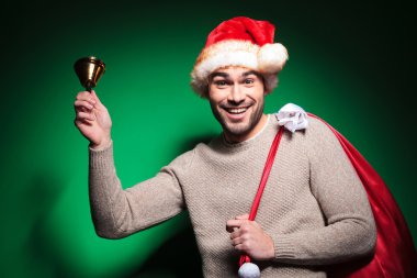 mutlu Noel Baba adam onun küçük zil