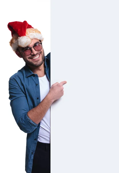 Babbo Natale presenta un tabellone bianco — Foto Stock