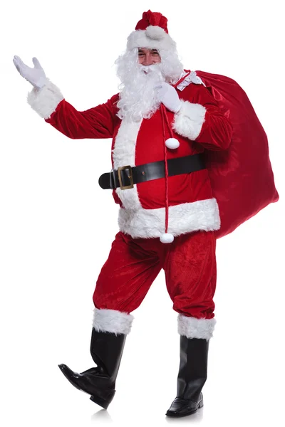 Full body picture of santa claus greeting — Stock Photo, Image