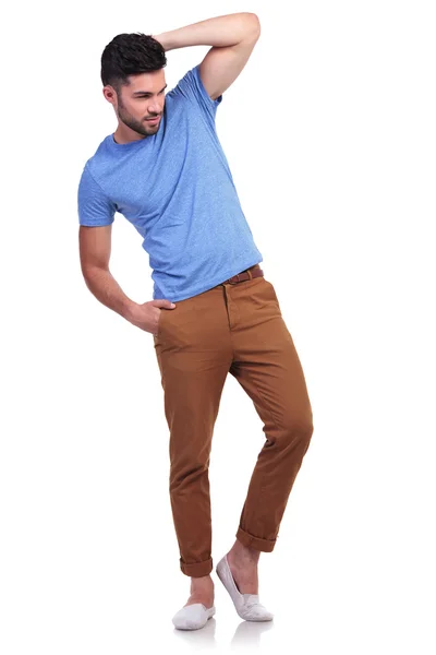 Full body of a relaxed man looking away — Stock Photo, Image