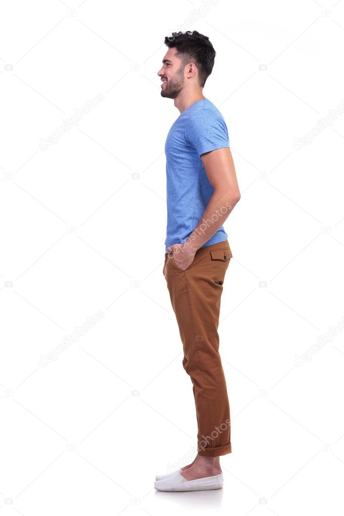 man standing sideways facing right