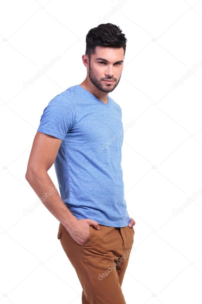 smiling casual man with hands in pockets