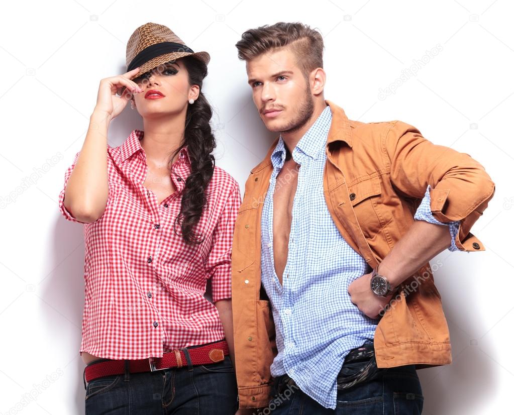 young casual fashion models posing in studio