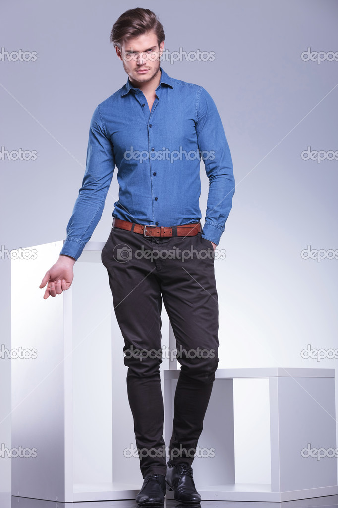 Full body portrait of a handsome casual guy posing on white back Stock  Photo | Adobe Stock