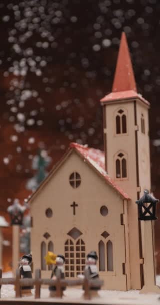 Cute Illustration Small Town Snow Falling Small City Christmas Carol — Stock Video