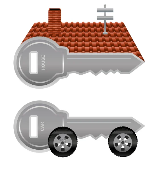Huis en auto sleutels — Stockvector