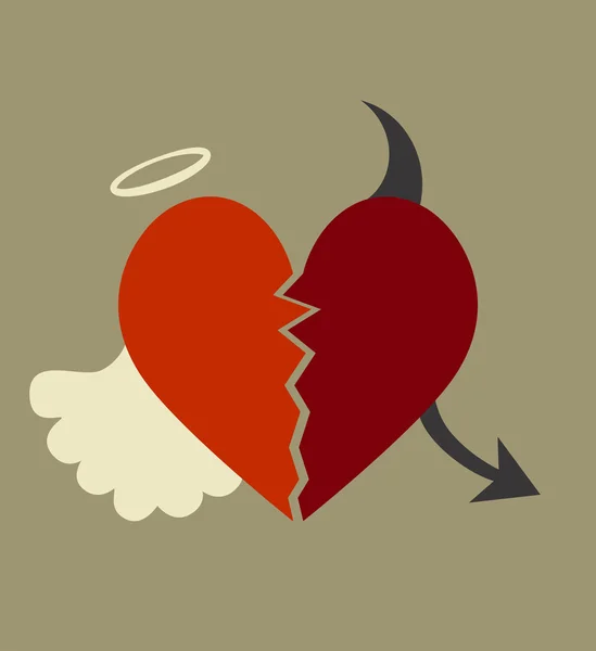 Iyi ve kötü kalp — Stok Vektör