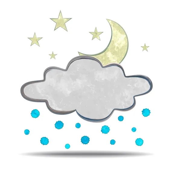 Clima. nor, grindină și lună — Vector de stoc