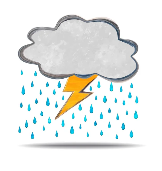 Clima. nuvem, trovão e chuva —  Vetores de Stock