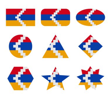 geometrik şekilli nagorno kara bayraklar kümesi
