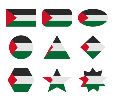 Geometrik şekilli Filistin bayrakları