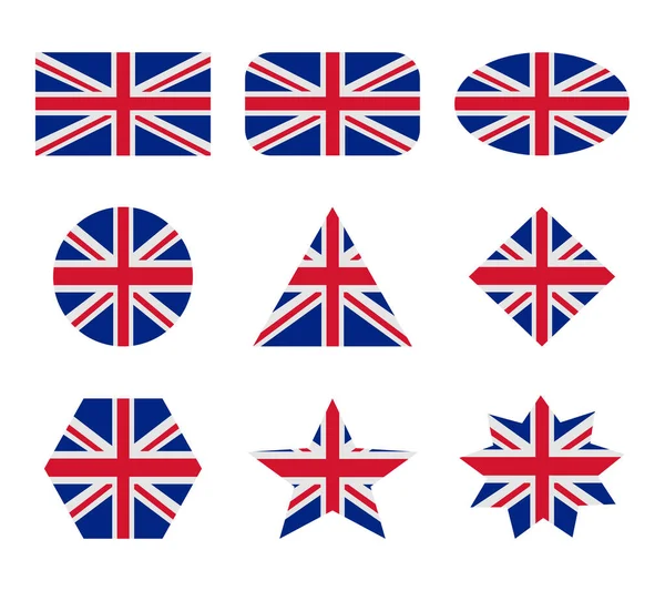 United Kingdom Set Flags Geometric Shapes — Stock Vector