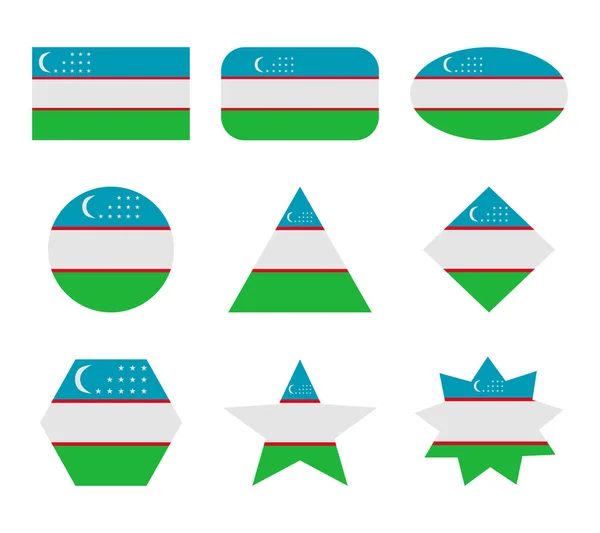 Usbekistan Fahnen Mit Geometrischen Formen — Stockvektor
