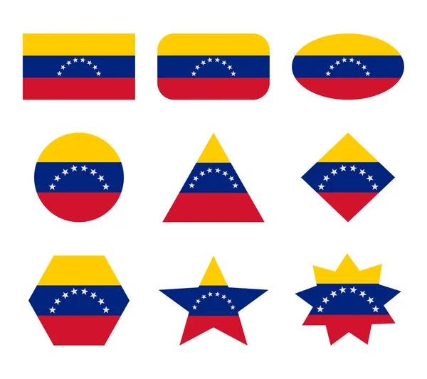 Venezuela Ensemble Drapeaux Avec Des Formes Géométriques — Image vectorielle