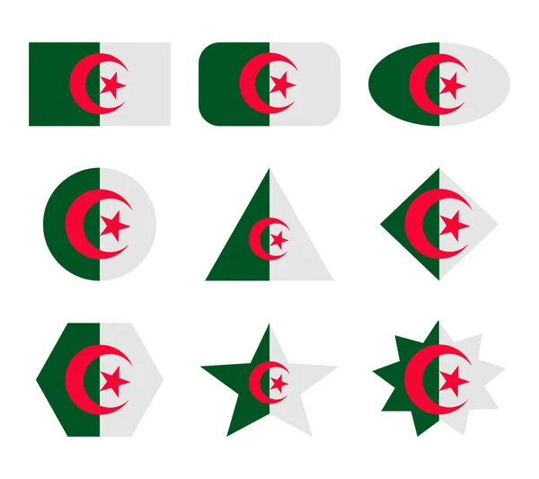 Algeria Set Flags Geometric Shapes — Stock Vector