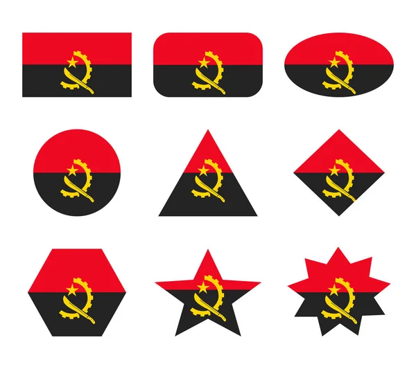 Angola Set Von Flaggen Mit Geometrischen Formen — Stockvektor
