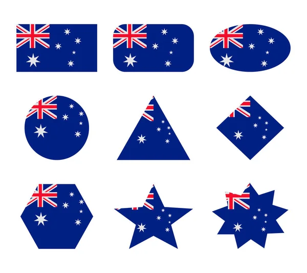 Austrália Conjunto Bandeiras Com Formas Geométricas — Vetor de Stock