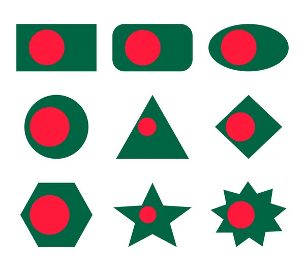 Set Bandiere Bangladesh Con Forme Geometriche — Vettoriale Stock