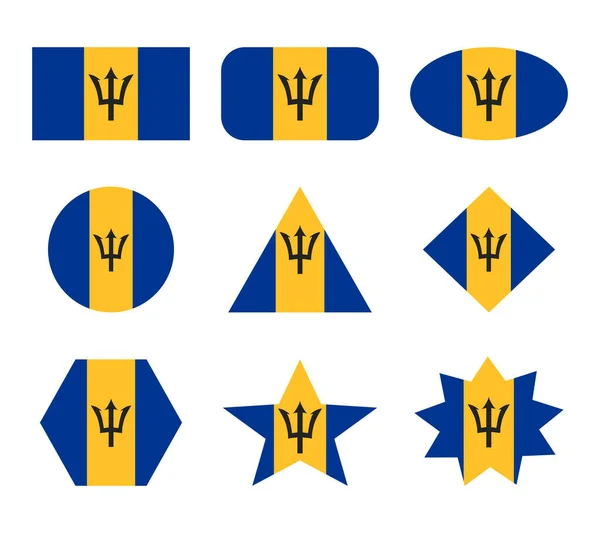 Sada Barbados Vlajek Geometrickými Tvary — Stockový vektor