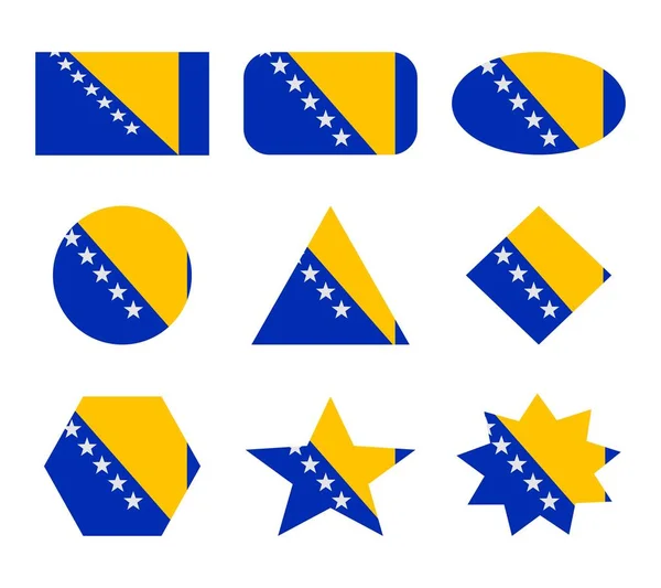 Zestaw Flag Bośniackich Geometrycznych Kształtach — Wektor stockowy