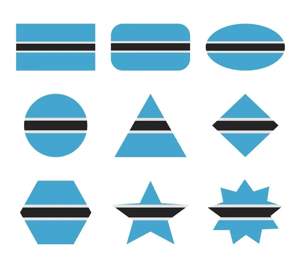 Botswana Ensemble Drapeaux Avec Des Formes Géométriques — Image vectorielle
