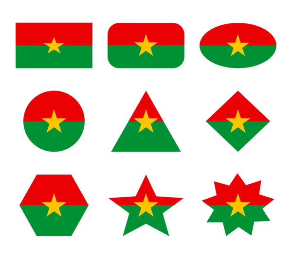Burkina Conjunto Bandeiras Com Formas Geométricas —  Vetores de Stock