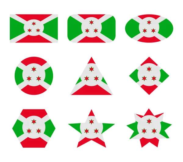 Burundi Conjunto Banderas Con Formas Geométricas — Archivo Imágenes Vectoriales