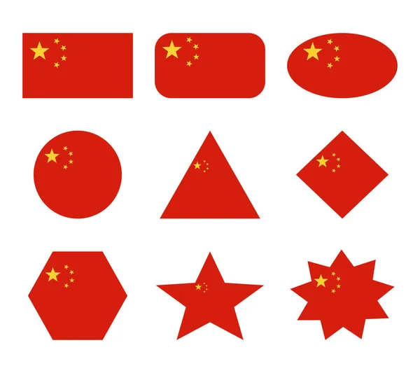 Cina Set Bandiere Con Forme Geometriche — Vettoriale Stock