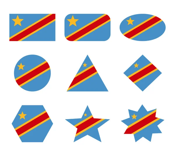 Kongo Zestaw Flag Geometrycznych Kształtach — Wektor stockowy