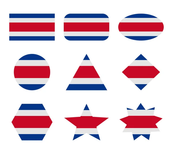 Costa Rica Zestaw Flag Geometrycznych Kształtach — Wektor stockowy