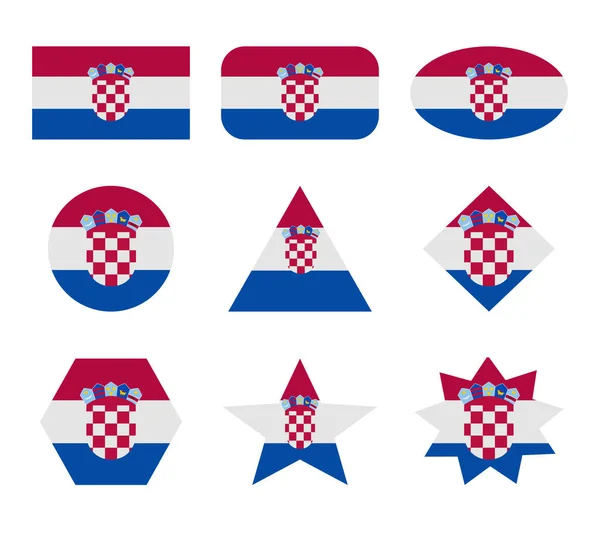 Croatia Conjunto Bandeiras Com Formas Geométricas — Vetor de Stock