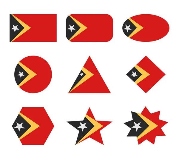 Set Bandiere Timor Est Con Forme Geometriche — Vettoriale Stock