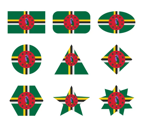 Dominica Serie Bandiere Con Forme Geometriche — Vettoriale Stock
