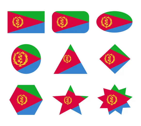 Eritrea Set Flags Geometric Shapes — Stock Vector